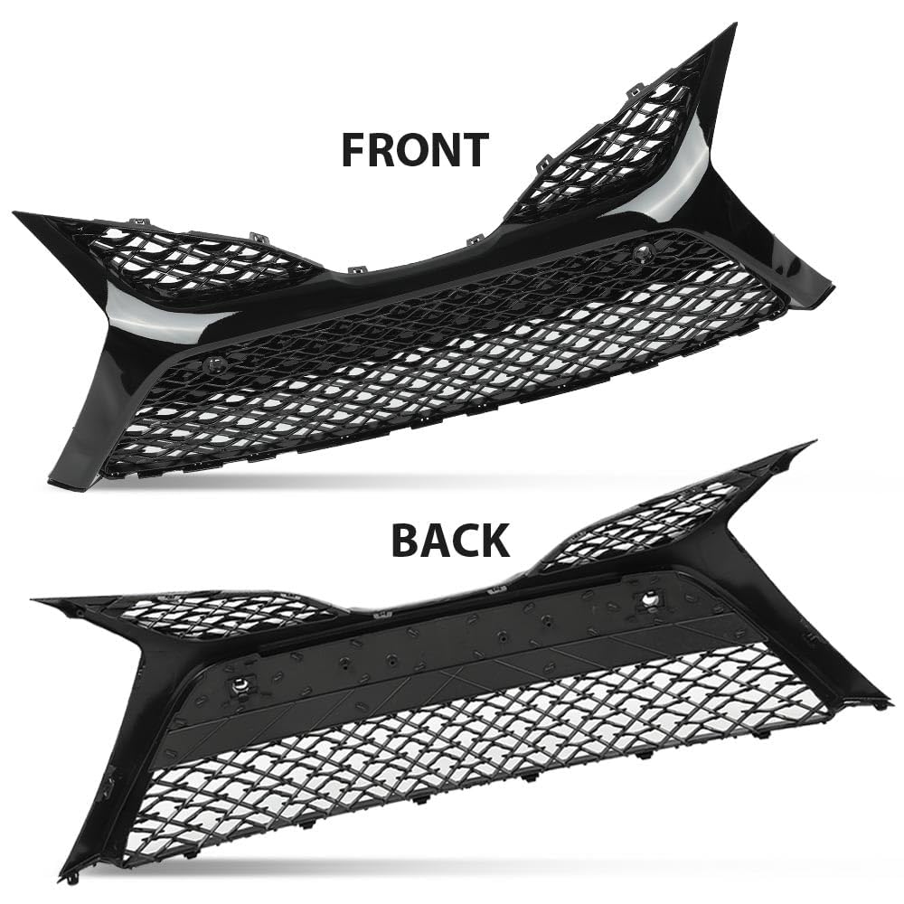 G-PLUS Front Bumper Cover Grille, Compatible with Toyota Camry SE XSE 2018-2020 with Parking Sensors/NOT fit LE XLE models Trim Grill For 5310206560 TO1036186 (Glossy Black)