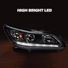 G-PLUS One Right Passenger Side Headlight Compatible with Honda Accord 2013 2014 2015 Headlamp Halogen Clear Lens Black Housing Amber ReflectorBumper Headlamps,faros delanteros