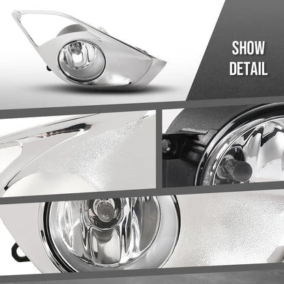 G-PLUS Front Bumper Fog Lights w/Switch + Sliver Cover Bezels Compatible with Toyota Avalon 2013 2014 2015 Left & Right Clear Lens Chrome Housing, 812200W040, 8122008020, 812100W050