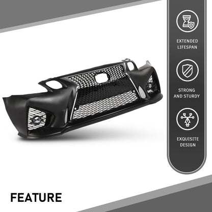 G-PLUS Front Bumper Set (1 × Bumper, 1 × Grille, 2 × Fog Light Cover, 2 × Fog Light) Compatible with 2006-2011 LX GS GS300 GS350 to 16+ GS F Style Black