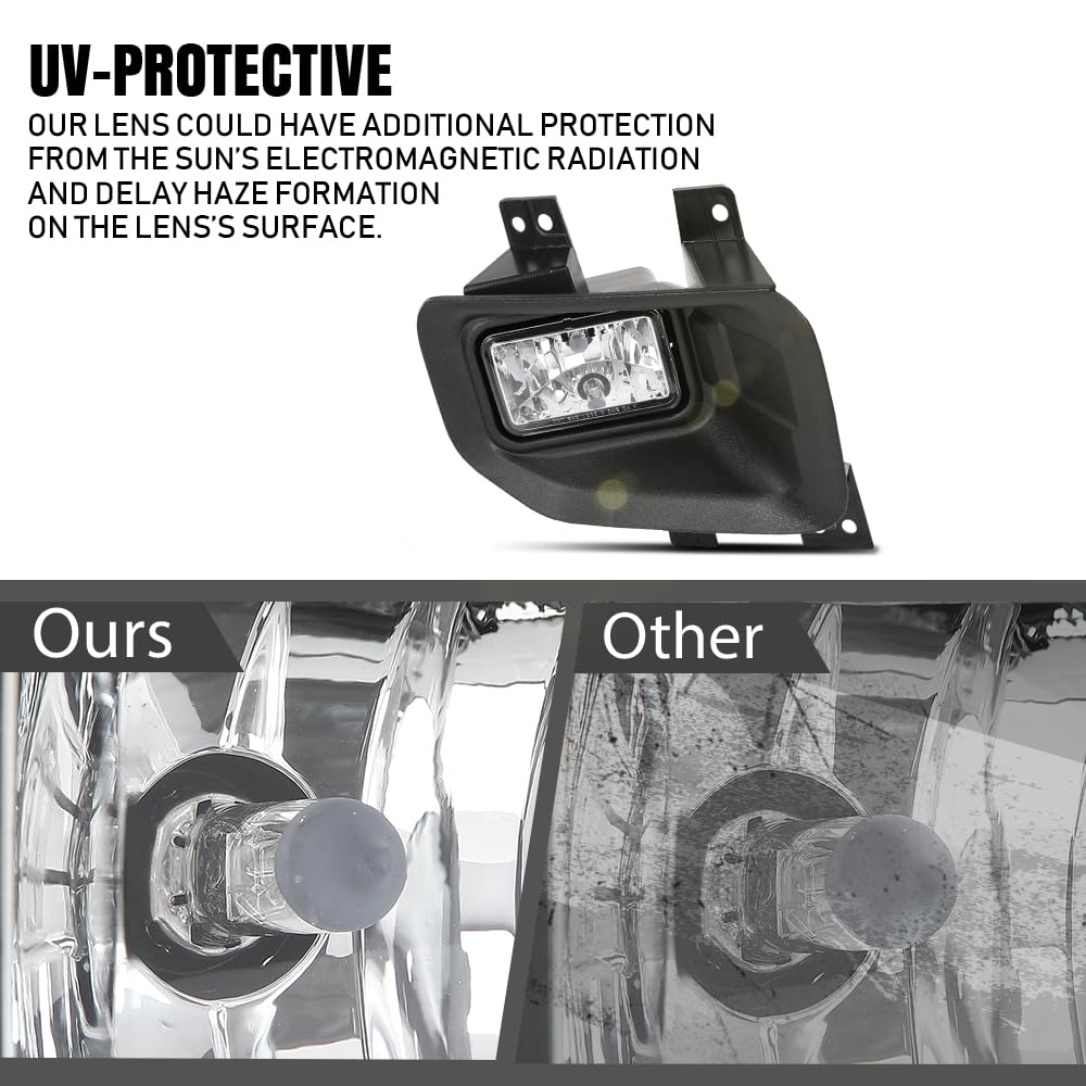 G-PLUS Clear Lens Front Bumper Fog Light Assembly Compatible with Ford F150 2015 2016 2017 Driving Fog Lamps w/ H10 Halogen Bulbs FL3Z15201B FO2592235