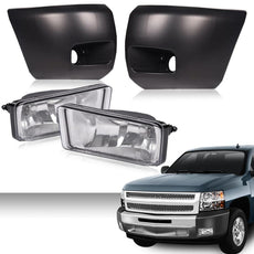 G-PLUS Front Bumper Fog Lights & End Cap Set for Chevy Silverado 1500 2007-2013 Front View