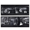 G-PLUS Headlights Assembly w/Bulbs Fit Chevy Suburban C1500 C2500 K1500 K2500 1994-1999, Fit GMC C2500 K2500 1994-2000, Left & Right Headlamps Assembly, Smoky Lens Black Housing Amber Reflector