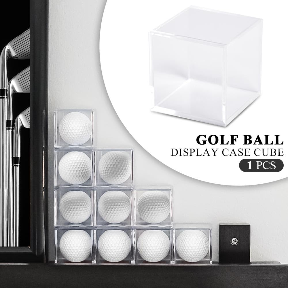 G-PLUS Golf Ball Display Case Acrylic Clear Baseball Holder Cube