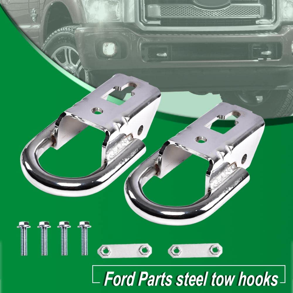 G-PLUS Tow Hook Parts Set Compatible with 2009-2021 F150 with Hardware Front Kit Pair (Silver)