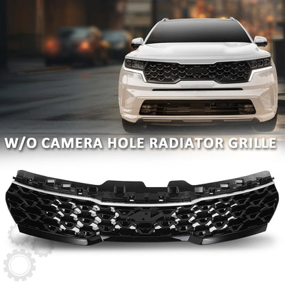 G-PLUS Bumper Radiator Grille Grill, Compatible with Kia Sorento 1.6L 2.5L 2022-2023 W/O Camera Hole, 86350P2500, 86350-P2500, 86350 P2500