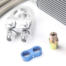 G-PLUS Oil Cooler Kit 30 Row AN10 Universal Engine Transmission With Filter Adapter Side View