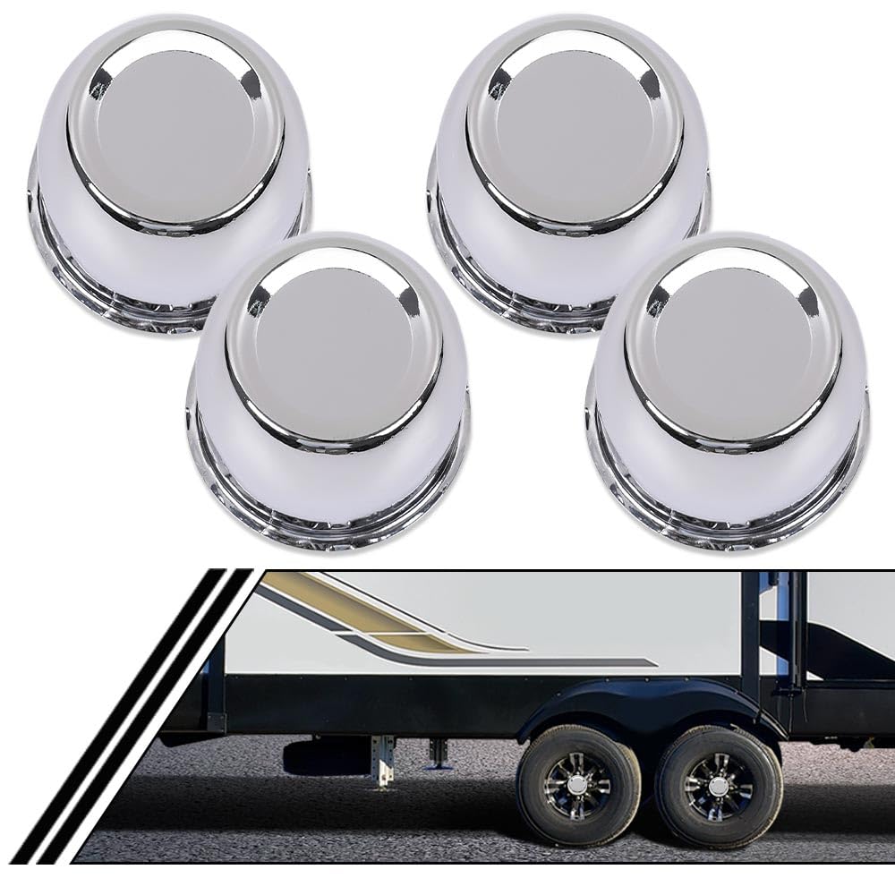 G-PLUS 4pcs Push Through Chrome Wheel Center Caps Fit 3.18" Rims Center Bore Dimensions Only Center Bore Trailer Rim Scratched(Not Fit on OEM Rims)