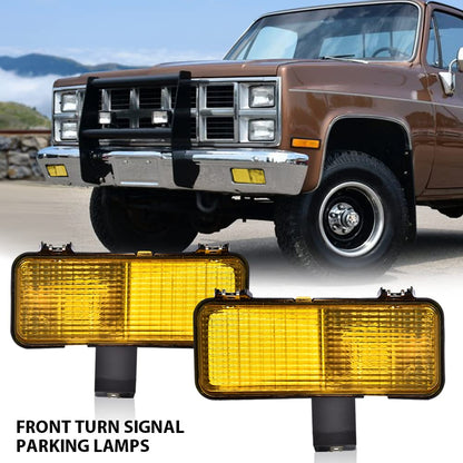 G-PLUS Front Turn Signal Light Assembly Compatible with 1981-1982 Chevy Suburban Fit Chevy Blazer PU Fit GMC Jimmy Suburban PU Driver Left Passenger Right Side Amber Lens Turning Signal Lights