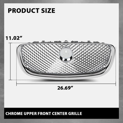 G-PLUS Upper Front Center Grill Grille Compatible with Jaguar XF XFR 2012-2015 Silver