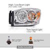 G-PLUS Headlights w/Bulbs Left Driver Side Compatible with Dodge Ram 1500 2006-2008/HEADLIGHTS | Fit Dodge Ram 2500 3500 2006-2009,Clear Lens Chrome Housing Amber Reflector Bumper Headlamps,faros Assembly