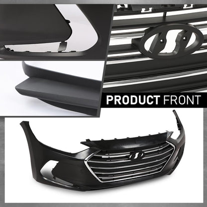 G-PLUS Front Bumper Cover Grille Set Compatible with Hyundai Elantra 2017-2018