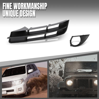 G-PLUS Front Bumper Lower Fog Light Grille Covers Pair Compatible with Audi Q7 Standard Base Model 2010 2011 2012 2013 2014 2015 (Not Fit Audi Q7 S-Line Model) 4L0807681B, 4L0807682B Black