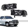 G-PLUS Headlights Lamps Fit 1994-2001 Dodge Ram 1500/1994-2002 Dodge Ram 2500 3500,Not fit Ram Sport,Clear Lens Black Housing Clear Reflector w/o Bulbs Bumper Headlamps,faros delanteros Assembly