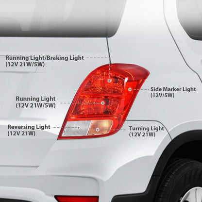 G-PLUS Tail Light Brake Lamp W/Bulbs Compatible with Chevy Trax 2013-2016/LS 2017-2019 GM2801272, 42599455 Red Lens Chrome Housing Right Passenger Side Luces Traseras Rear Brake Lamps Assembly