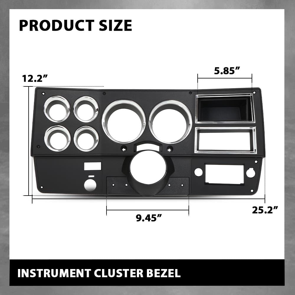 G-PLUS Dash Instrument Bezel w/Wiper Switch Hole Storage Box Compatible with 1981-1983 Chevy GMC Truck Blazer Suburban Black 14023004