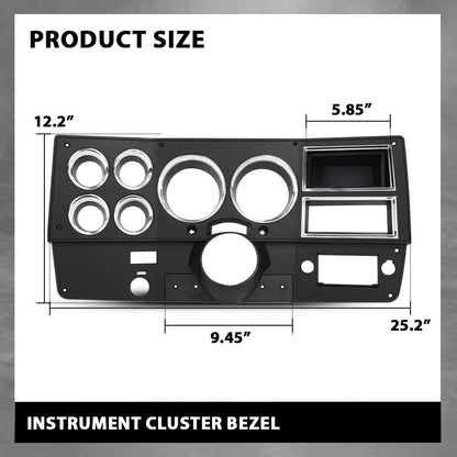 G-PLUS Dash Instrument Bezel w/Wiper Switch Hole Storage Box Compatible with 1981-1983 Chevy GMC Truck Blazer Suburban Black 14023004