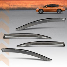 G-PLUS Window Visor Rain Guards 4PCS for Honda Civic Sedan 2012-2015 Smoky Close-up View