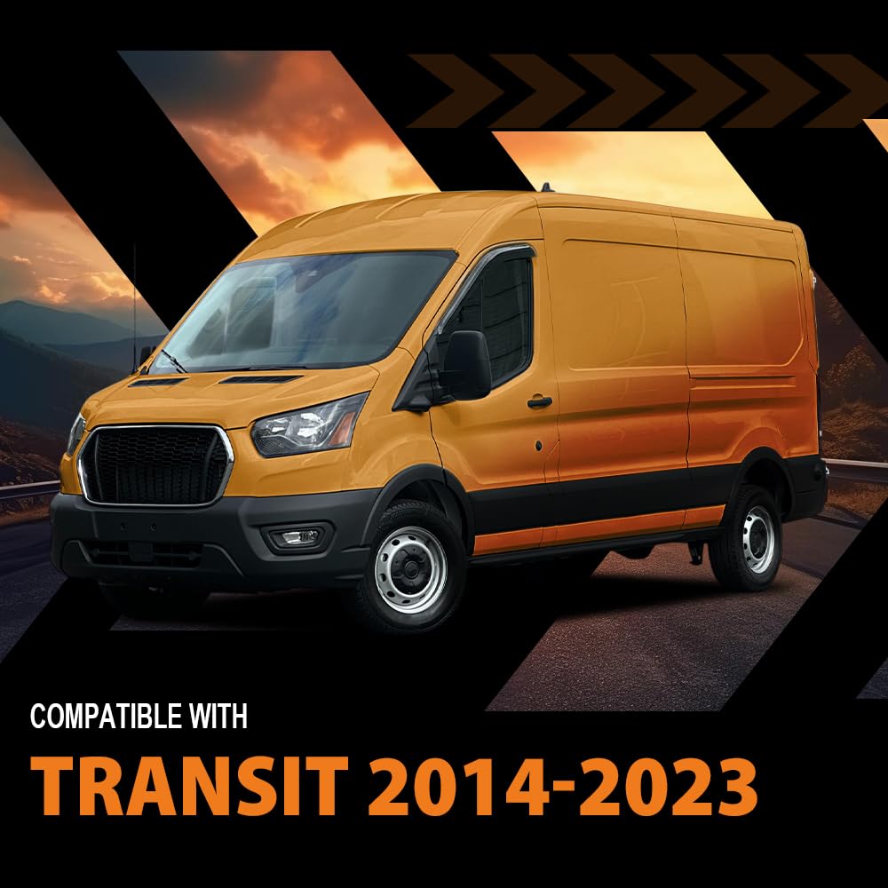G-PLUS Out-Channel Window Vent Visor Deflectors Tape-On Side Rain Guards Compatible with Ford Transit 2014-2023 2PCS Smoky
