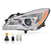 G-PLUS Halogen Headlight Left Side w/Bulbs Compatible with Buick Regal 2014 2015 2016 2017 Clear Lens Chrome Housing GM2502413, 13409902 Bumper Headlamps,faros delanteros
