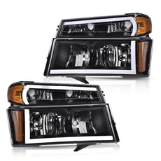 G-PLUS LED DRL Headlights for Chevy Colorado GMC Canyon 2004-2012 Isuzu i280 Clear Black Amber