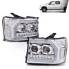 G-PLUS LED Dual convex Projector Headlights,Fit 2007-2013 GMC Sierra 1500/Fit GMC Sierra 2500HD 3500HD 2007-2014 Headlamps Assembly,Left&Right Clear Lens Chrome Housing Clear Reflector