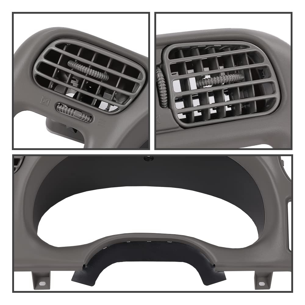 G-PLUS Dash Trim Bezel Cover Compatible with Chevy Blazer S10 GMC Jimmy S15 Sonoma 1998-2004 (Not Fit Double Din) Light Gray