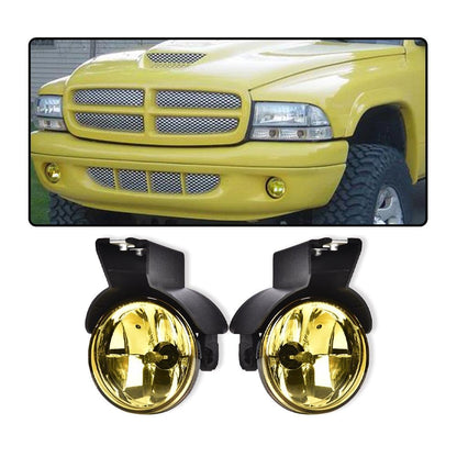 G-PLUS Front Bumper Fog Light Compatible with Dodge Dakota Pickup Truck 1997-2000/Fit Durango SUV 1998-2000 Driving Fog Lamps Driver & Passenger Side Pair,Yellow lens