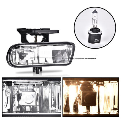 G-PLUS Front Bumper Fog Lamps Pair Compatible with 2000-2006 GMC Yukon/Yukon XL Front Bumper Fog Light, Driver & Passenger Side Clear Lens (Not fit Denali models) GM2592110 GM2593110