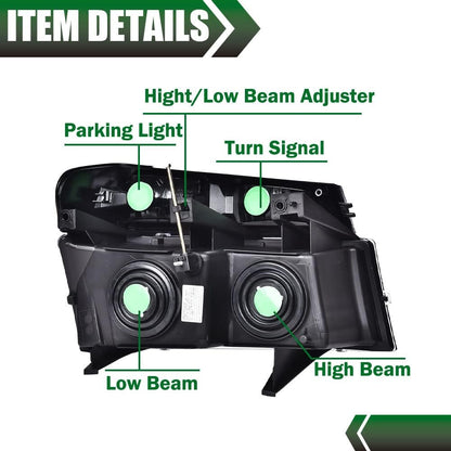G-PLUS Headlights Assembly Fit Chevy Colorado/GMC Canyon 2004-2012,Fit Isuzu i-280 i-350 2006/Isuzu i-290 i-370 2007-2008 Headlamps Clear Lens Black Housing Clear Reflector,faros delanteros