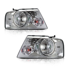 G-PLUS Headlights for Ford F150 2004-2008 Lincoln Mark LT 2006-2008 Clear Lens Chrome Housing