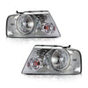 G-PLUS Headlights Fit 2004-2008 Ford F150,Fit 2006-2008 Lincoln Mark LT,NOT Fit 2004 F150 Heritage & Flareside Beds,Clear Lens Chrome Housing Clear ReflectorBumper Headlamps,faros delanteros