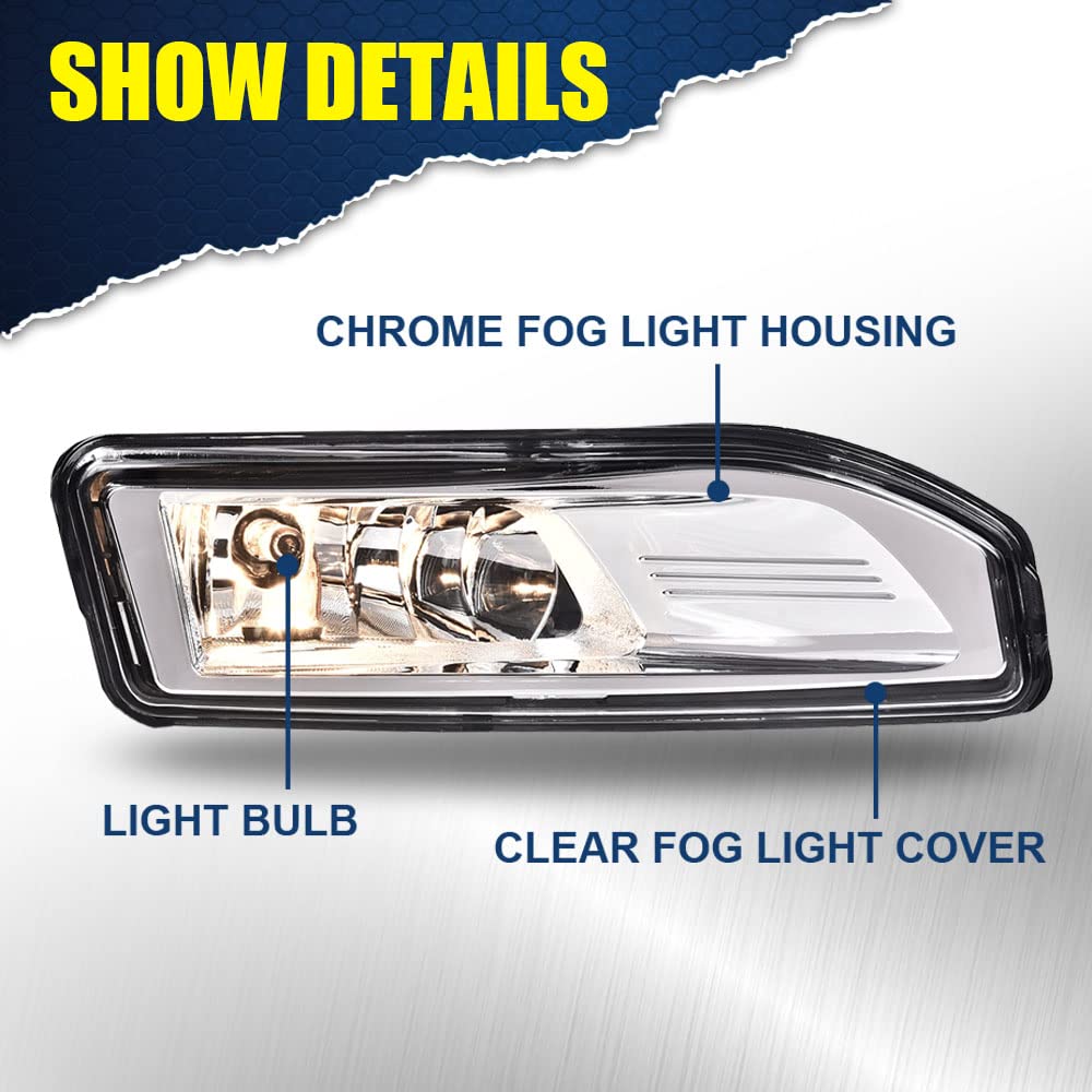 G-PLUS Fog Lights Assembly Replacement for 2017 2018 2019 Nissan Rogue/Kicks/Leaf/Versa Note S SL SR SV 4-Door Sedan OEM Clear Lens LED Fog Lamp,A Pair(Left+Right)