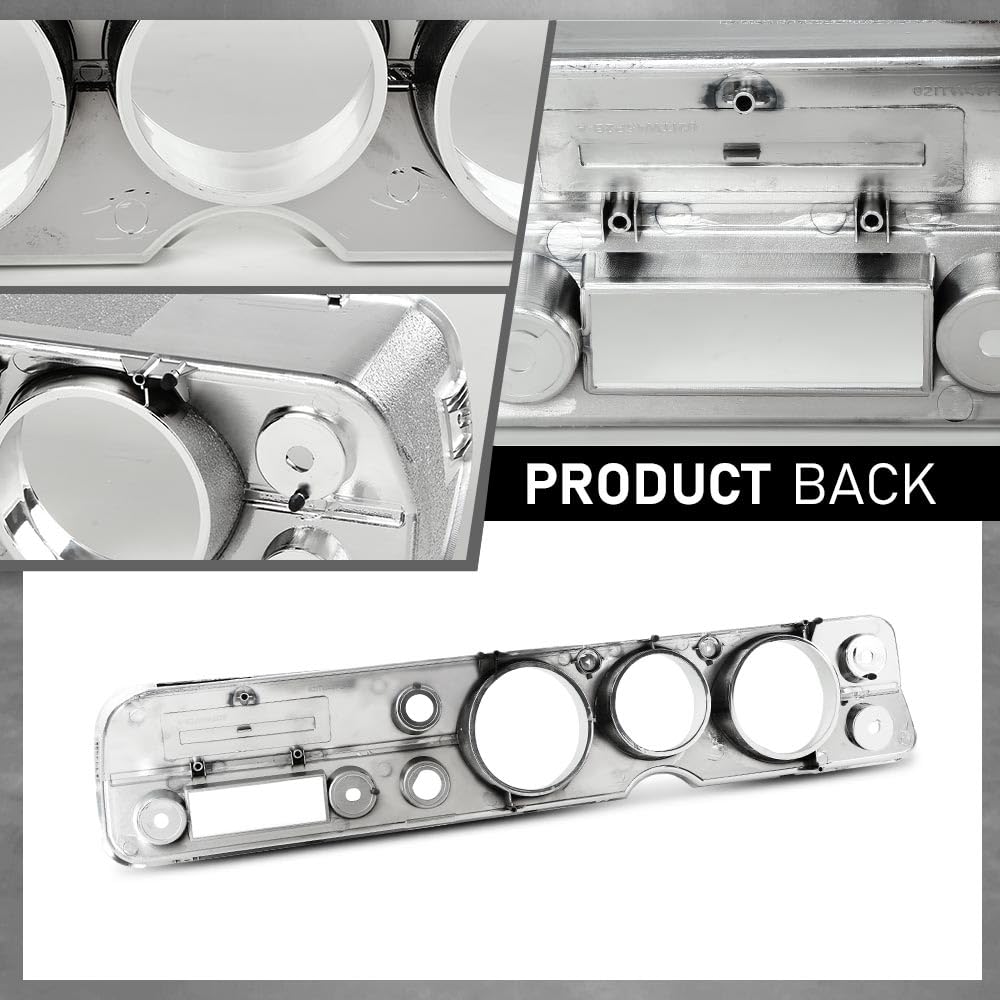 G-PLUS Dash Bezel Compatible with 1965 Chevy Chevelle El Camino without A/C Silver