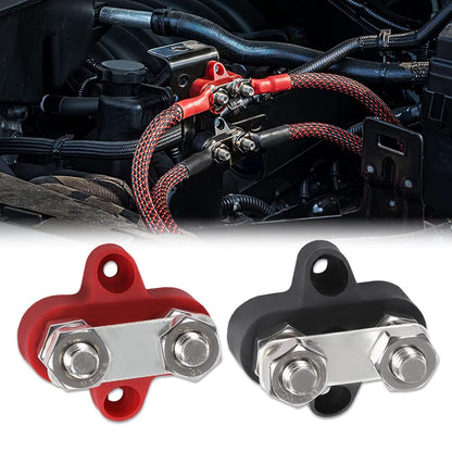 G-PLUS Red Black Junction Block Power Post Insulated Terminal Stud Battery 5/16" Ring 2Pcs Battery Post