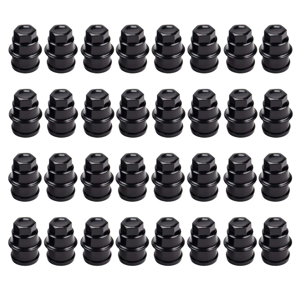 Wheel Center Caps 8 Lugs (Set of 4) Best for 16'' Van & Truck Rim Wheels Compatible for Chevy Silverado Suburban Avalanche GMC Sierra Yukon 1500 2500 - Chrome Black Replacement Hub Cover 5079