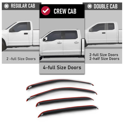 G-PLUS 4PCS in-Channel Window Visors Sun Rain Guards Side Wind Deflector Compatible with Chevy Silverado GMC Sierra 1500 Crew Cab Only/Chevy Avalanche 2007-2013 Smoke