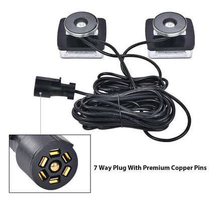 G-PLUS 2pcs Magnetic LED Trailer Towing Light Kit 24ft Cable with 7 Pin Plug Fit for 5 Wire Systems Standard Trailer RVs Campers Trucks UTEs UTVs