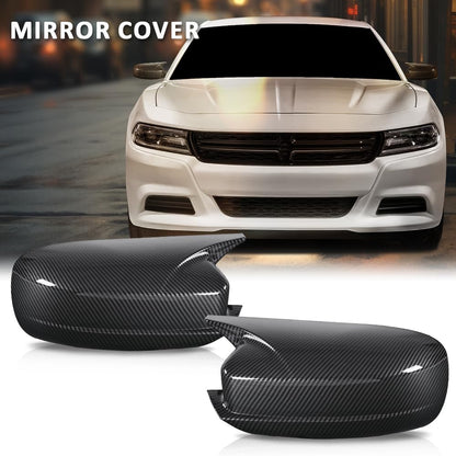 G-PLUS Side Mirror Covers Shell Cap Left and Right Compatible with Dodge Charger SRT 2015-2023 Carbon Fiber