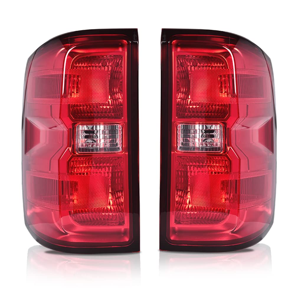 G-PLUS Tail Lights Assembly Brake Lights w/Wiring Harness Taillights,Fit Chevy Silverado 1500 2500 HD/GMC Sierra 3500 HD 2016 2017 2018 2019, 23295939 23295938 Luces traseras Red Lens