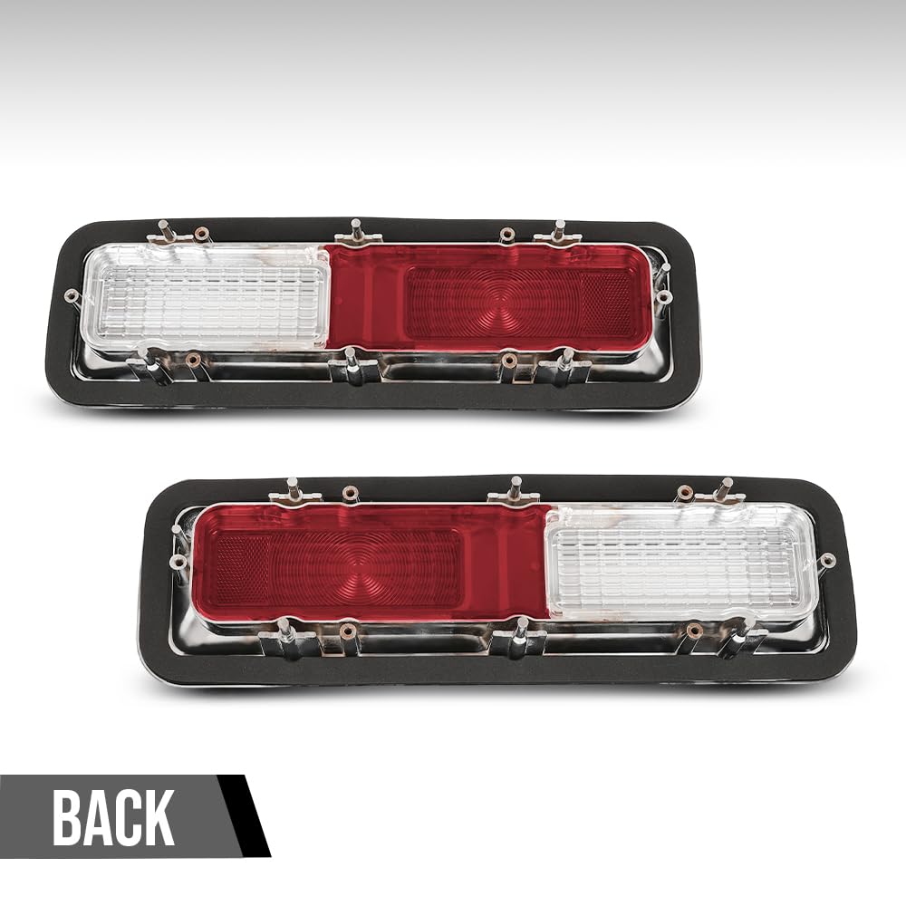 G-PLUS Tail Light Set, Bezels, Lens, Right & Left Compatible with Chevy Camaro 1968 Red