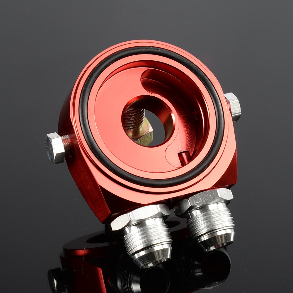 M20x1.5 Aluminum Oil Filter/Cooler Sandwich Block Adapter Gauge Sensor Plate AN10 Red
