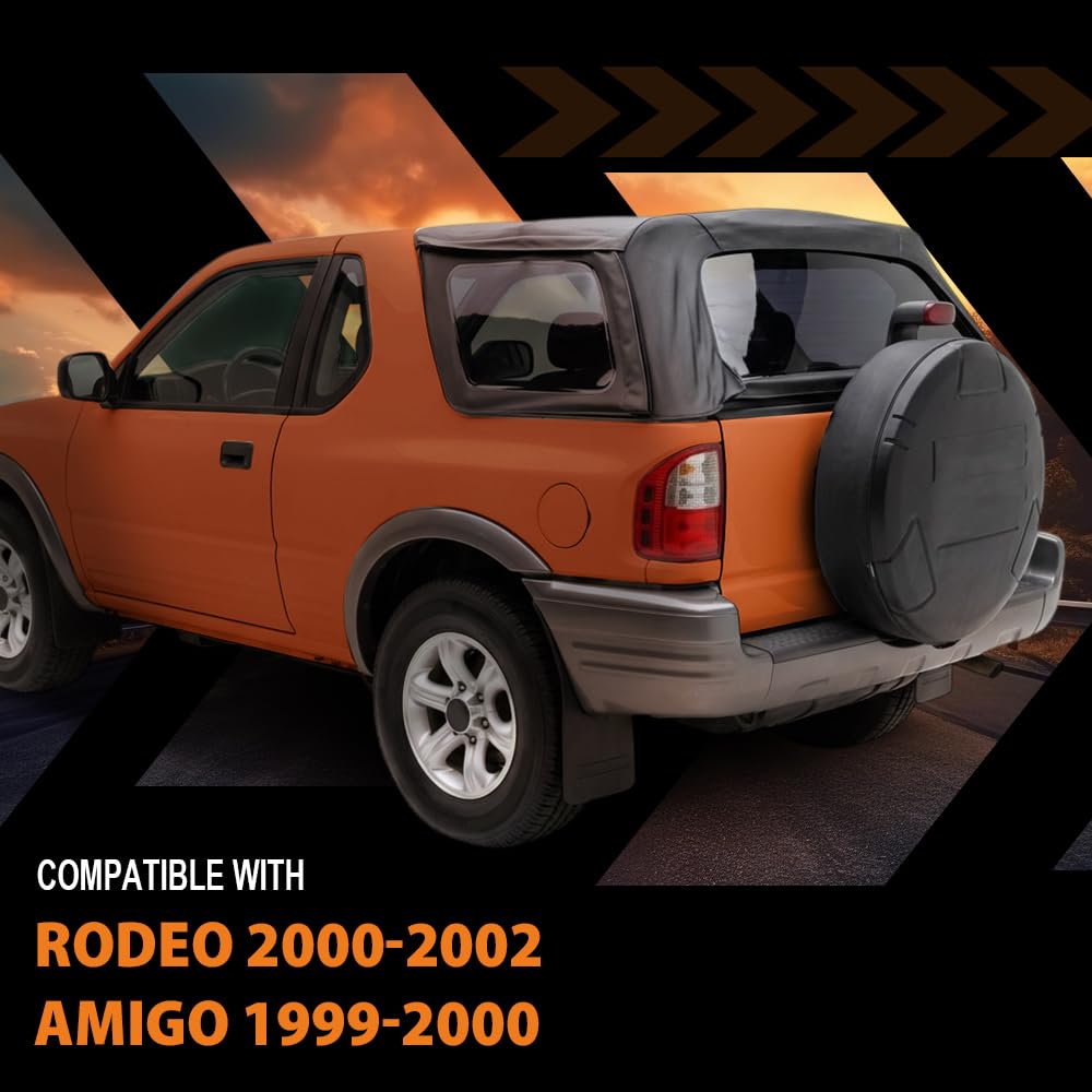 G-PLUS Soft Top With 3 Windows Compatible with Isuzu Rodeo 2000-2002 Fit Isuzu Amigo 1999-2000 Black