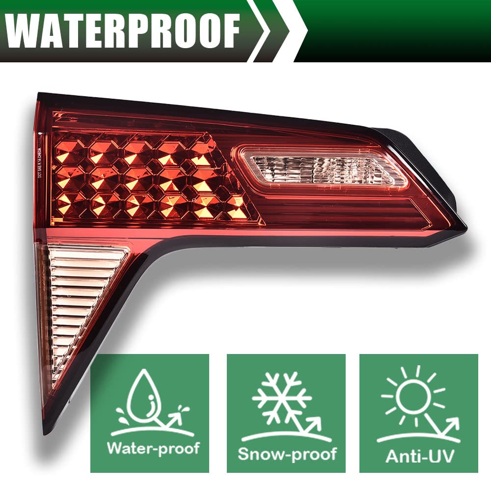 G-PLUS Inner Tail Light Compatible With 2016 2017 Honda Hrv LX/EX/EX-L/Epic/Uniq Sport Utility 4-Door Sedan Factory Style Automotive Trunk Brake Rear Inner Lamp Chrome Housing,Driver Side (Left)