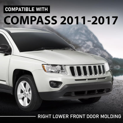G-PLUS Front Right Exterior Door Molding Compatible with Jeep Compass 2011-2017 Black 5182562AB