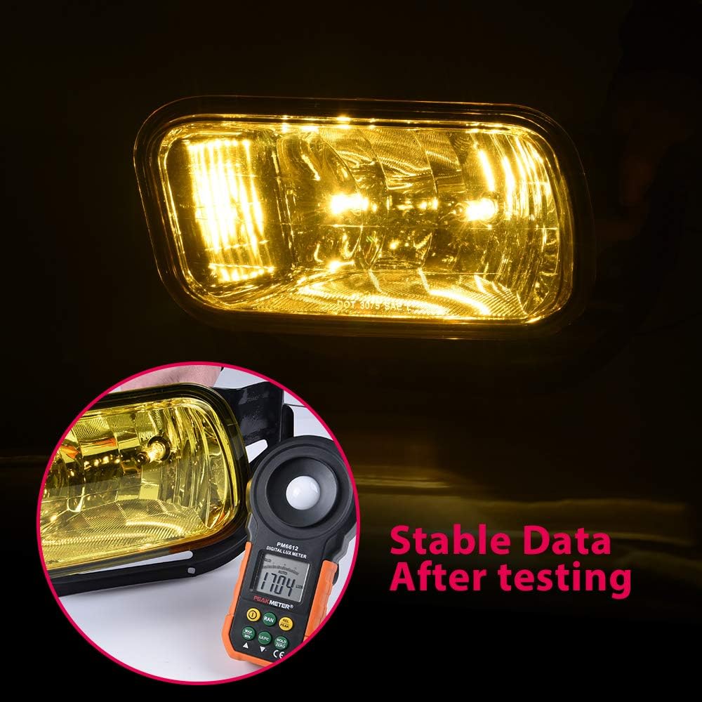 G-PLUS Front Bumper Fog Lights Assembly Compatible With Dodge RAM 1500 2009 2010 2011 2012 Yellow Lens Driving Fog Lamps w/Bracket + H10 12V 42W Halogen Bulbs