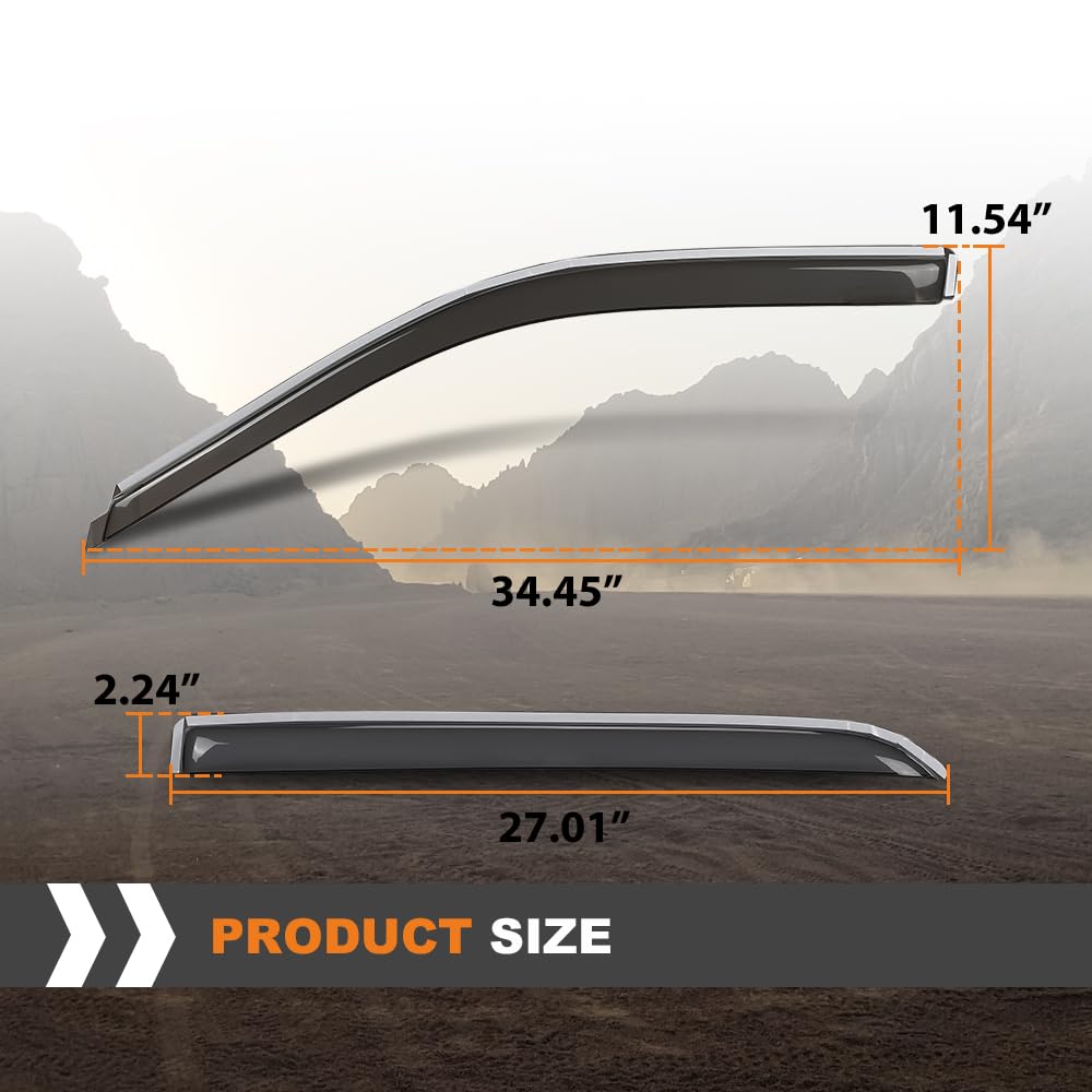 G-PLUS in-Channel Side Window Vent Visor Deflectors Rain Guards Compatible with Dodge Ram 1500 Classic Body Style Crew Cab 2019-2024; Fit Dodge Ram 2500 & 3500 Mega & Crew Cab 2010-2025 4 PCS Smoky