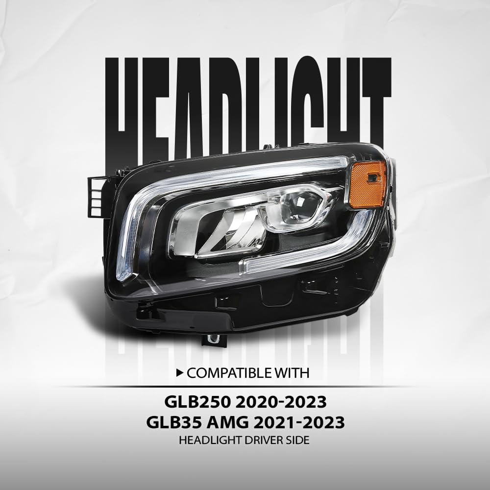 G-PLUS LED Headlight Left Side Compatible with Benz GLB250 2020 2021 2022 2023, Fit Benz GLB35 AMG 2021 2022 2023 MB2502269, 2479064100 Black