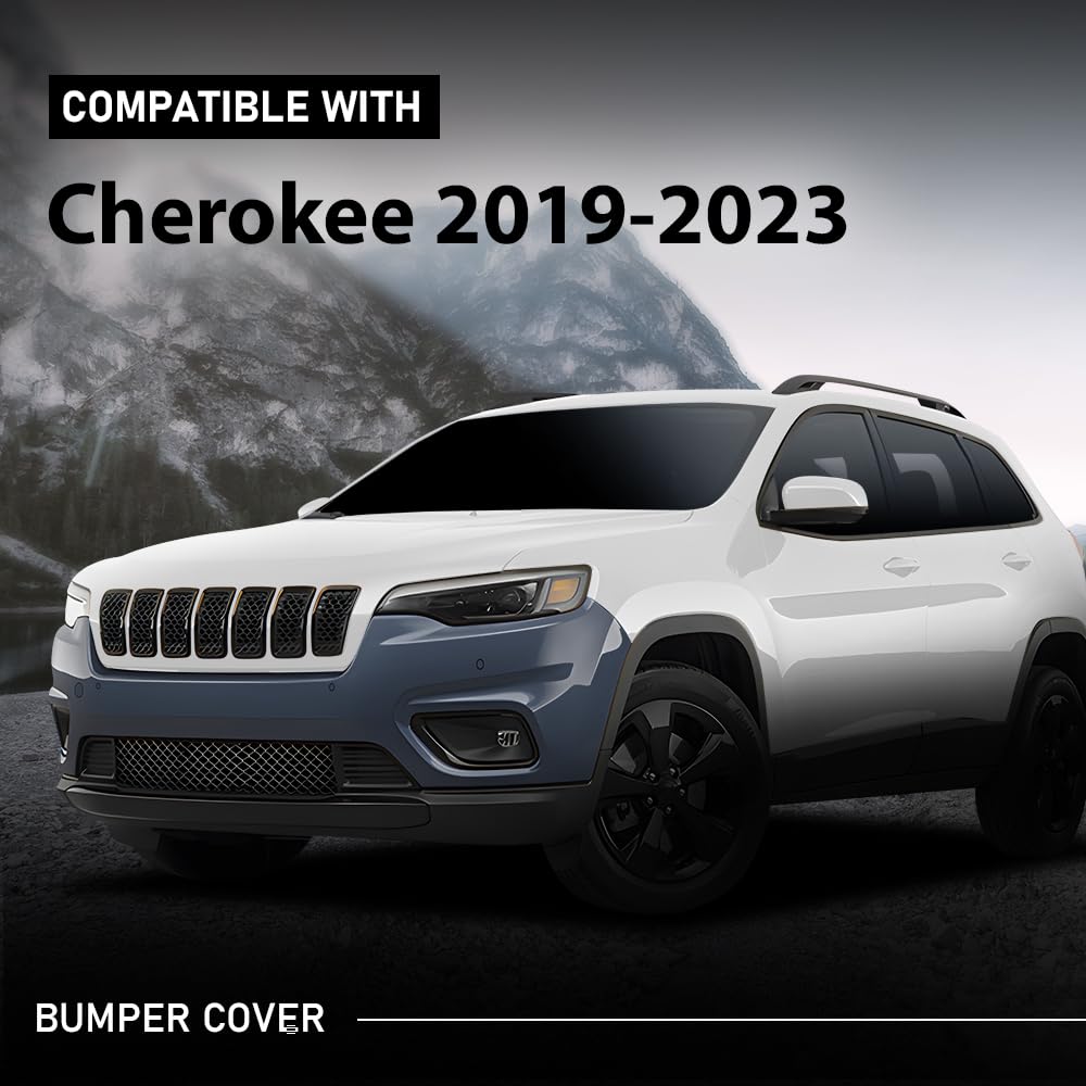 G-PLUS Front Upper Bumper Cover Compatible with Jeep Cherokee 2019-2023, 68406536AD, CH1014141, Primed Black