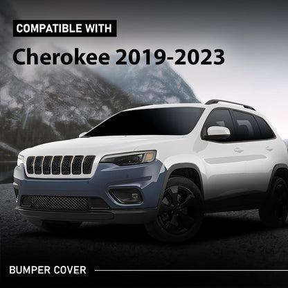 G-PLUS Front Upper Bumper Cover Compatible with Jeep Cherokee 2019-2023, 68406536AD, CH1014141, Primed Black